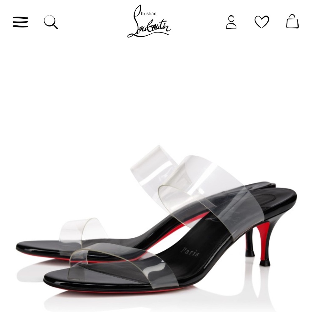 Christian Louboutin Black and Red Heels with Clear Straps